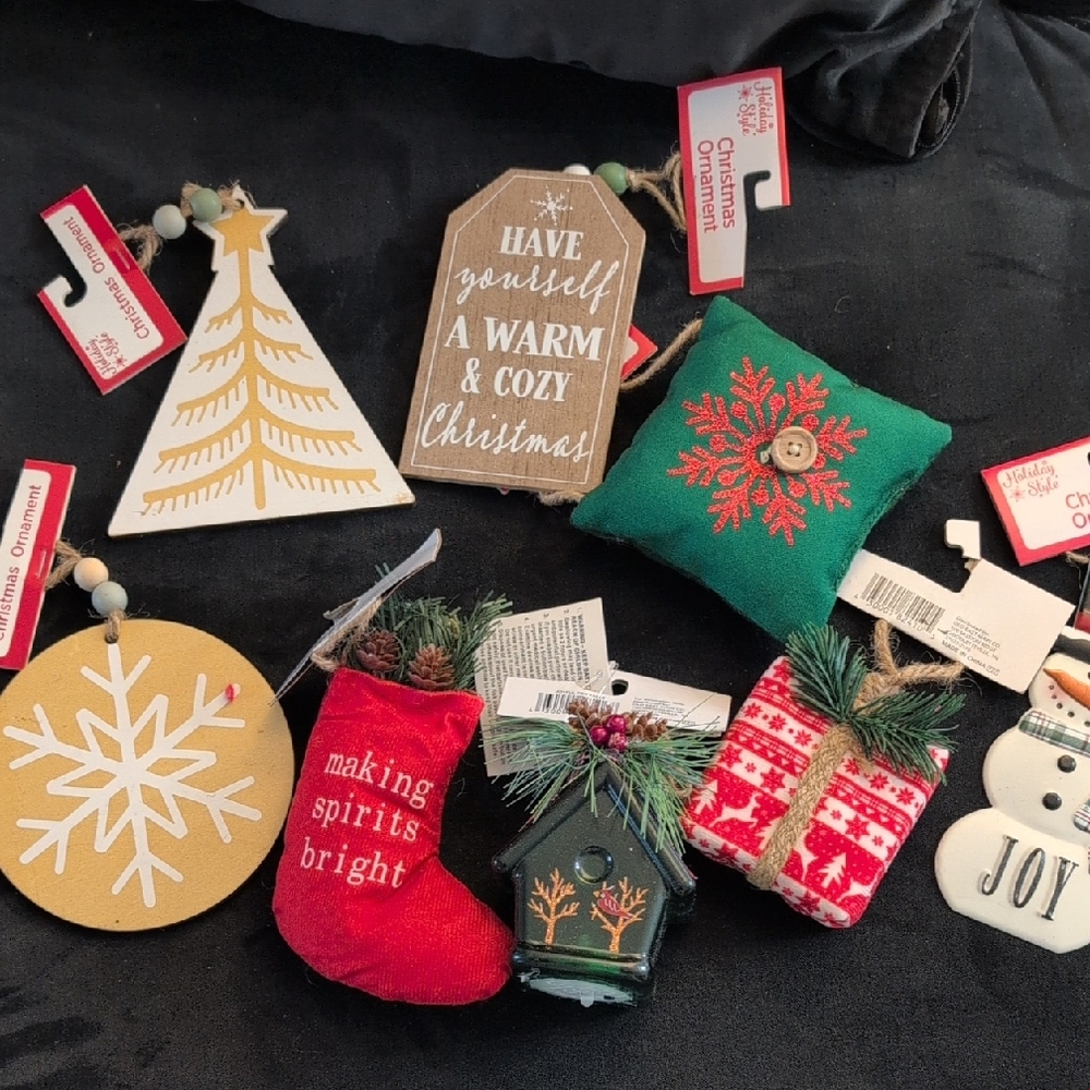 Festive Holiday Ornament Collection with Red, Green, and White Accents